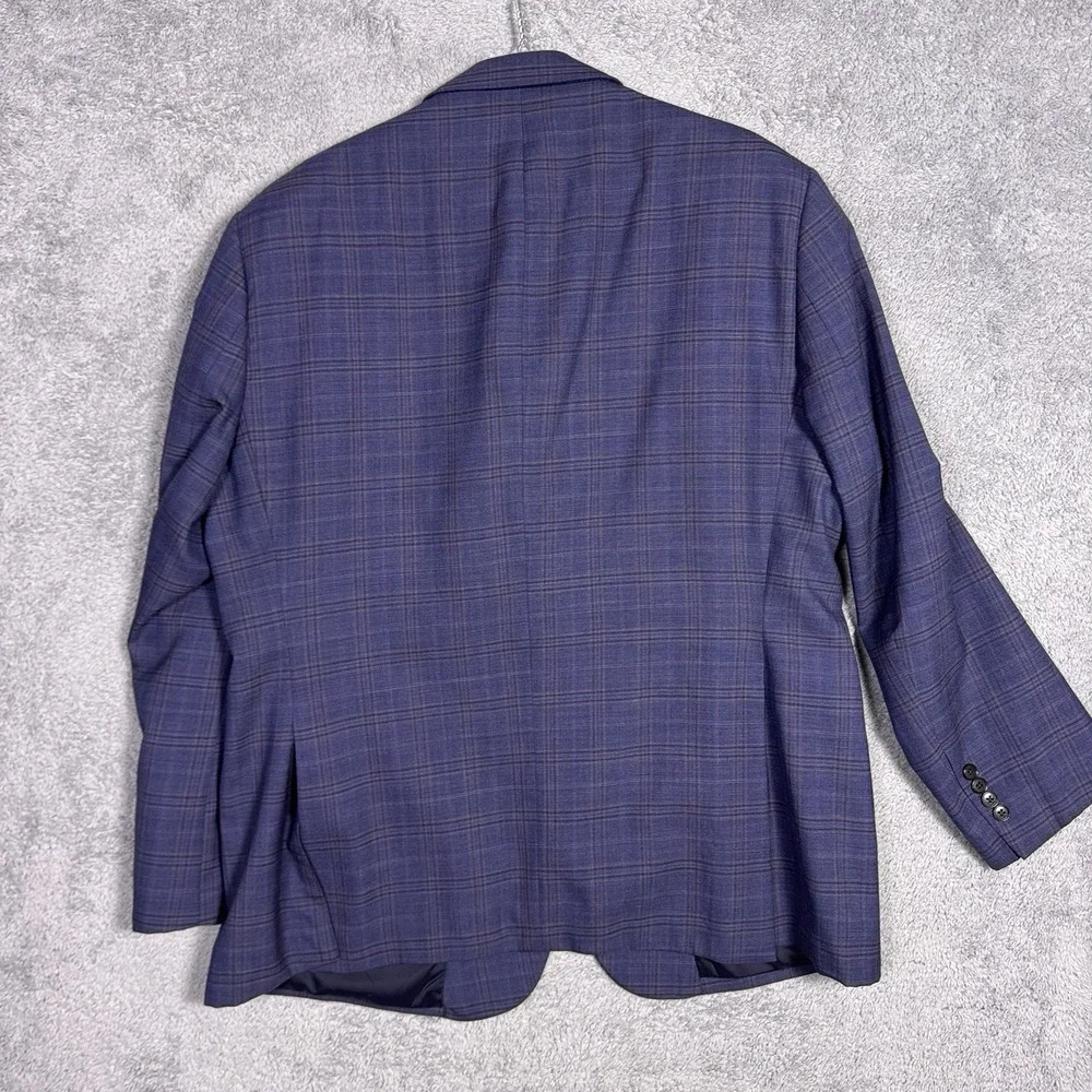 Jos A Bank Sport Coat Men 46R Windowpane Traveler Blazer Suit Jacket TailoredFit